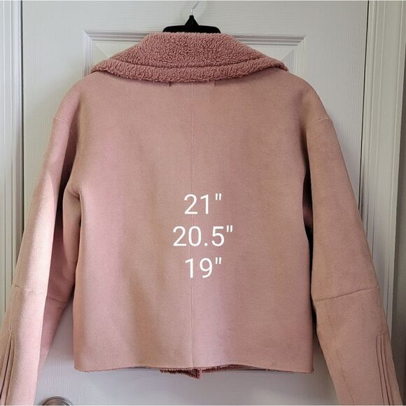 ZARA Pink Shearling Faux Suede Jacket XS - Picture 3 of 11